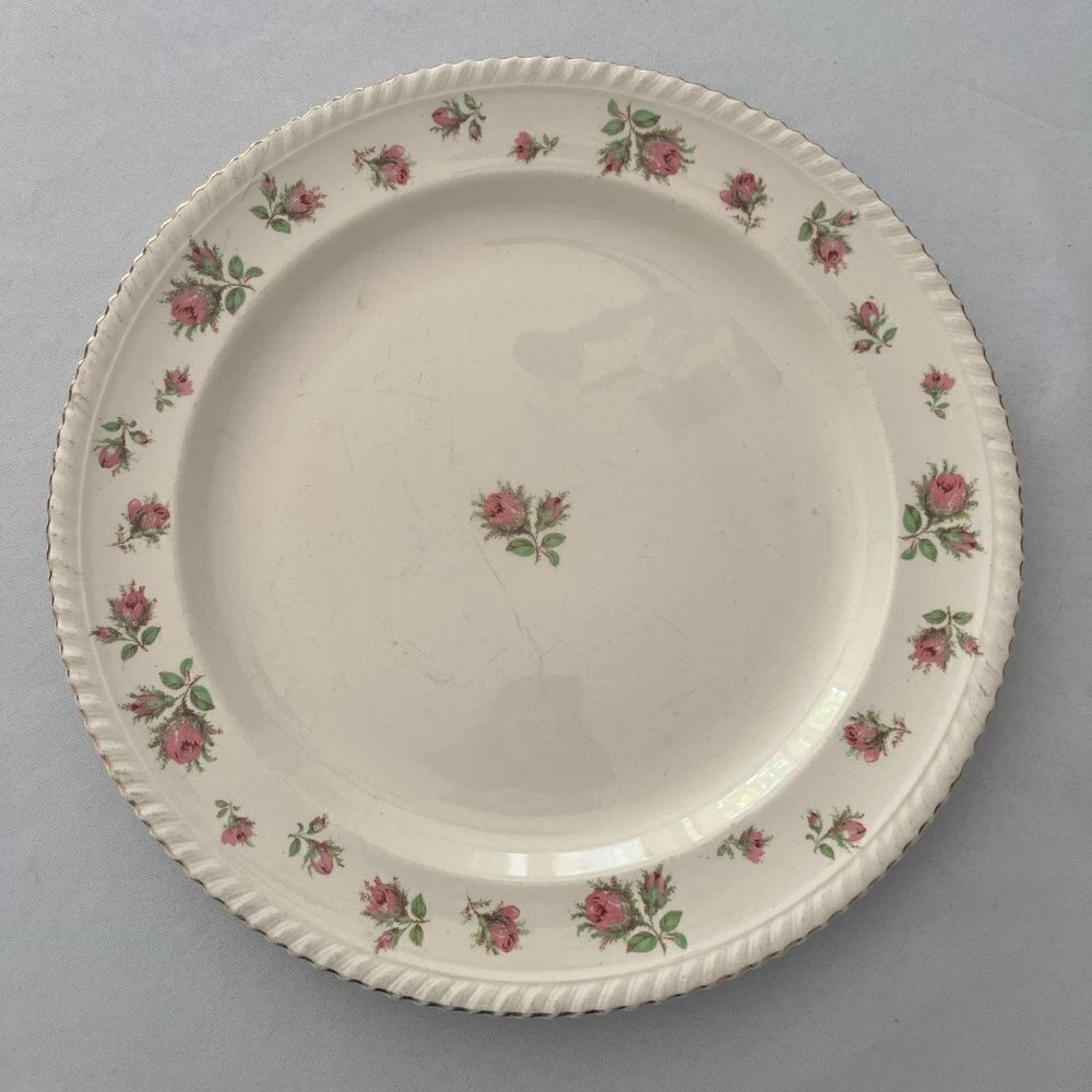 WindsorWare English Rose China Serving Platter with Gold Trim - 12-3/8" Dia.